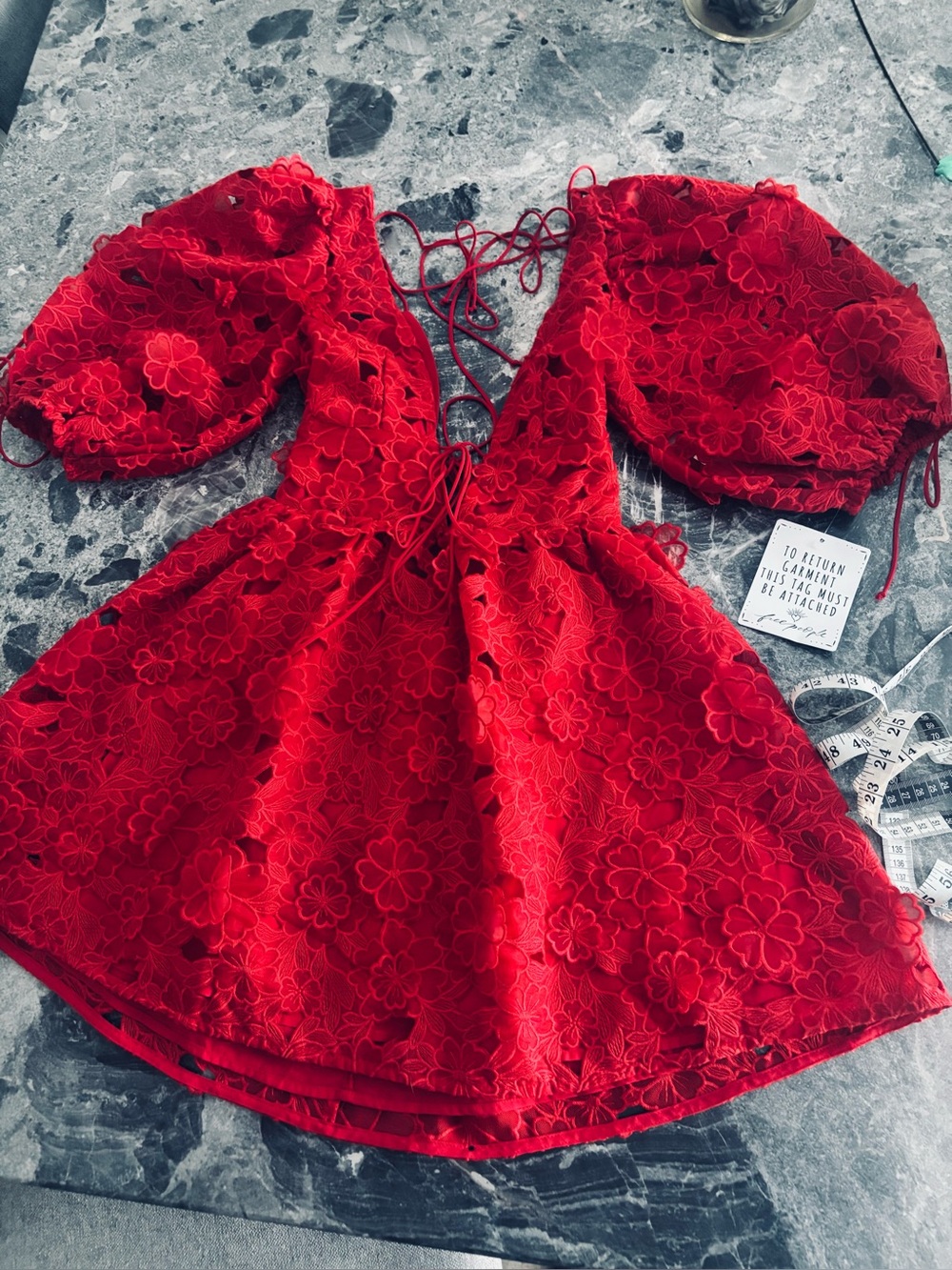 FOR LOVE & LEMONS
Leighton Red Beautiful women’s Dress puff sleeveless